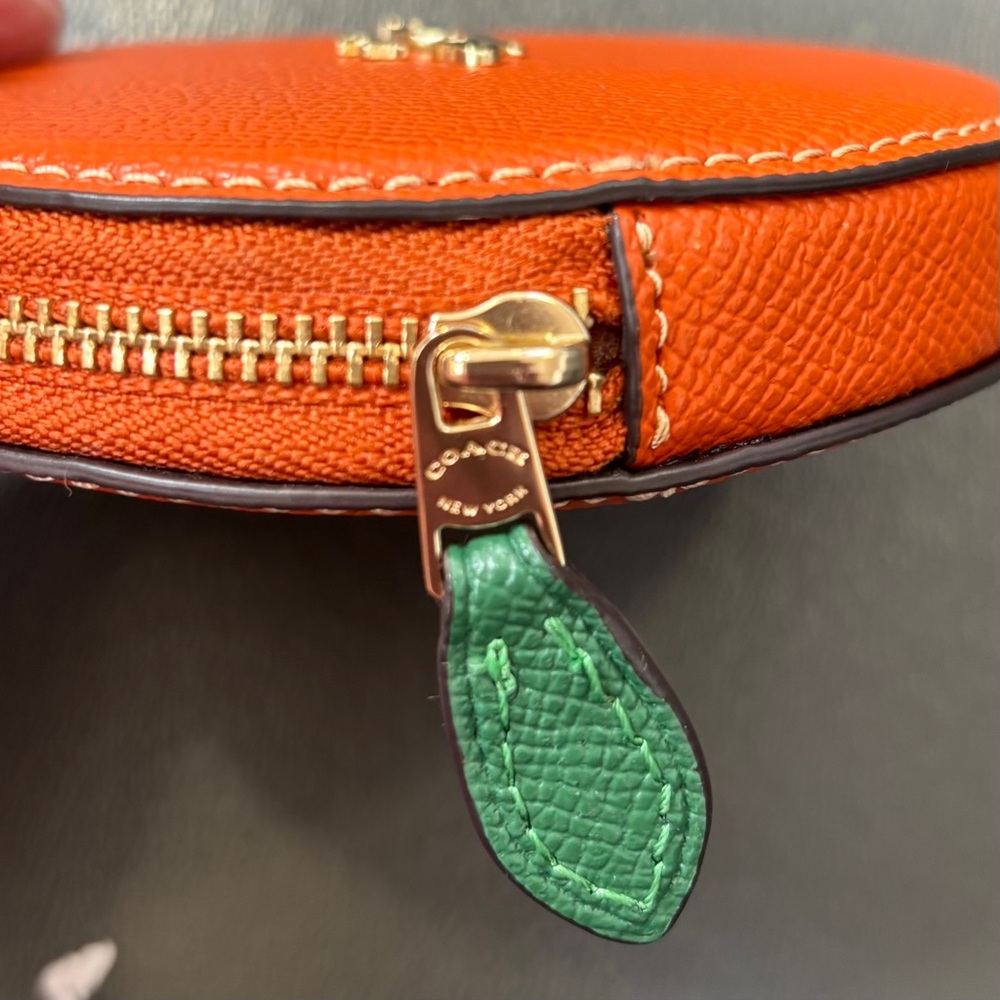 Coach Vibrant Orange Round Coin Purse - Picture 4 of 5